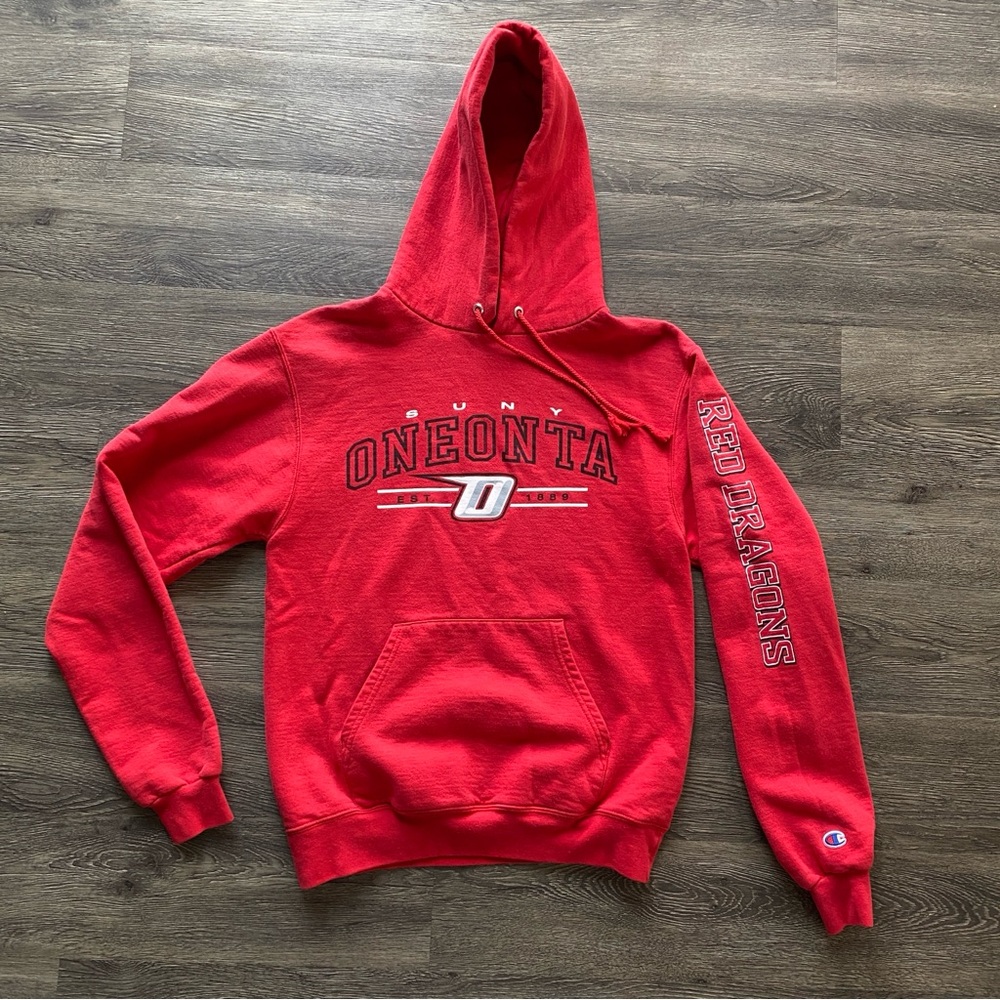 Champion Red SUNY Oneonta Hoodie college sweatshirt